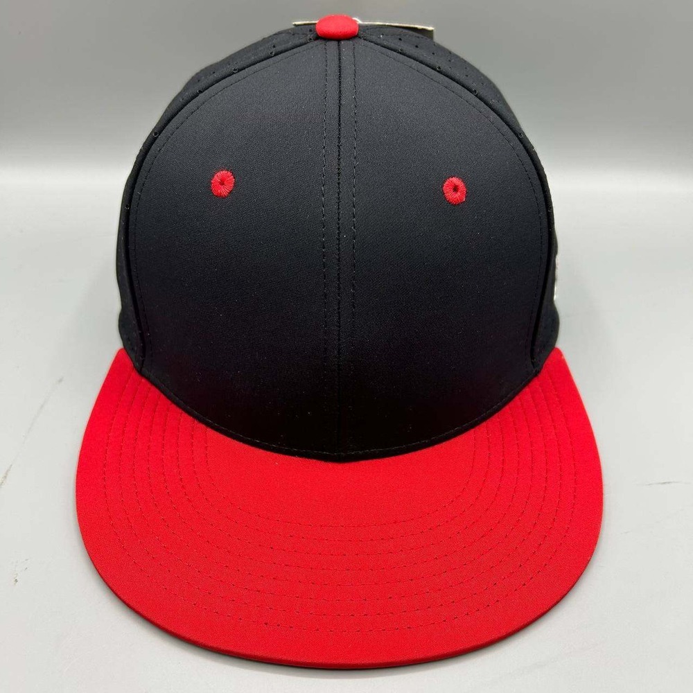 The Game Hat Men Small Black Red Blank Plain Fitted‎ Cap New S
